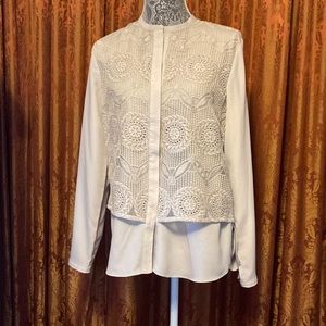 Diana Gallesi split neck, long sleeve top, size 10 USA. Purchase in Italy.